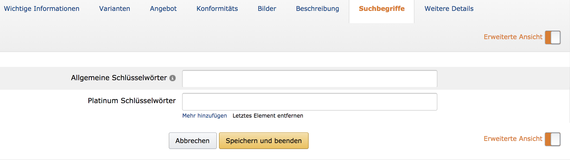 Backend Keywords