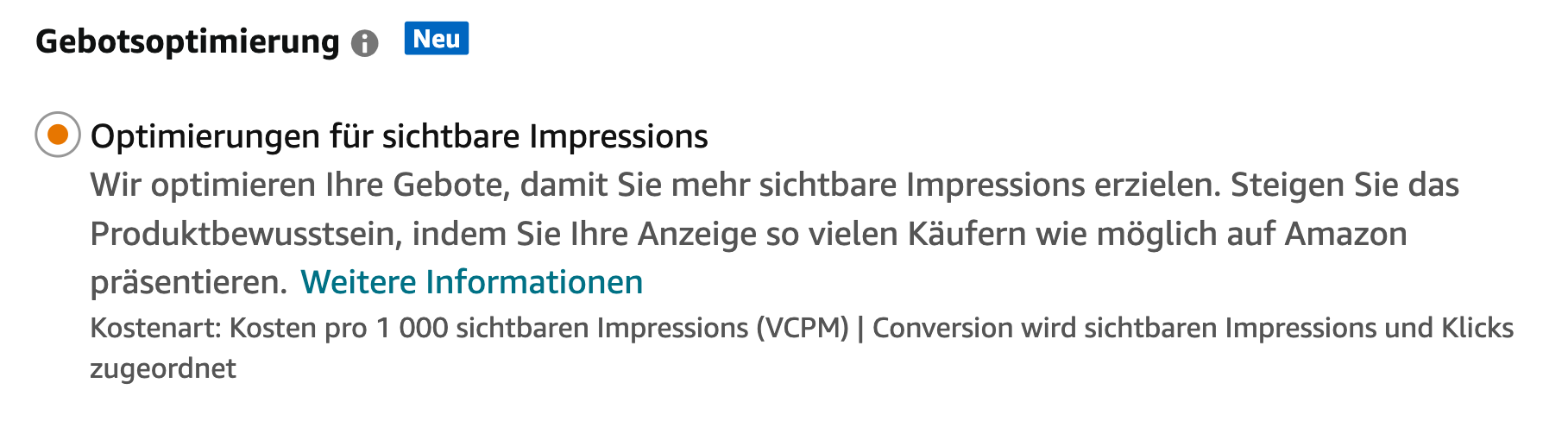 Gebotsoptimierung für Impressionen